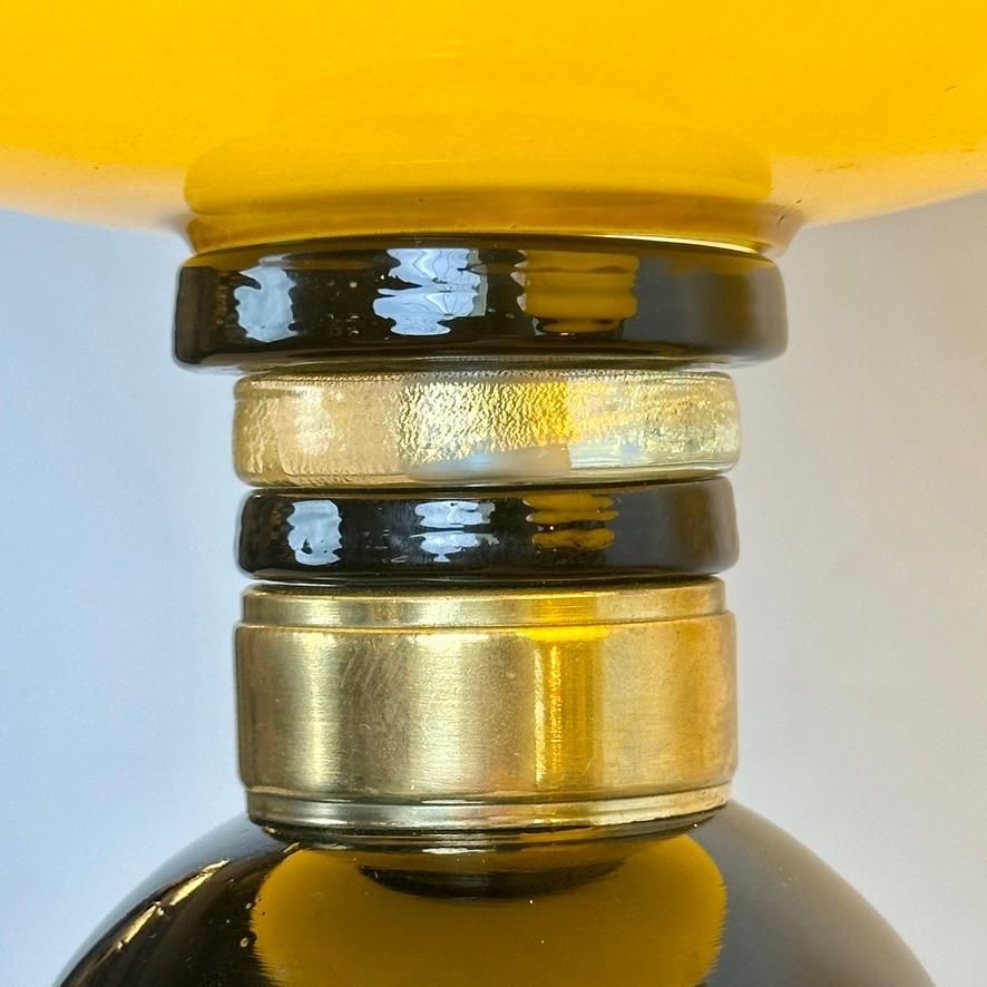 Late20th Century Pair Of Brass, Black Opaline & Caramel Murano Glass Table Lamps photo 3828.0