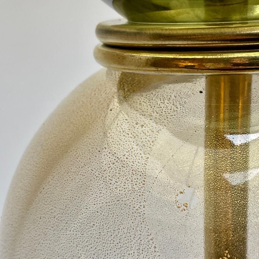photo furniture Late 20th Century Pair Of Brass & Green/Gold Murano Art Glass Table Lamps