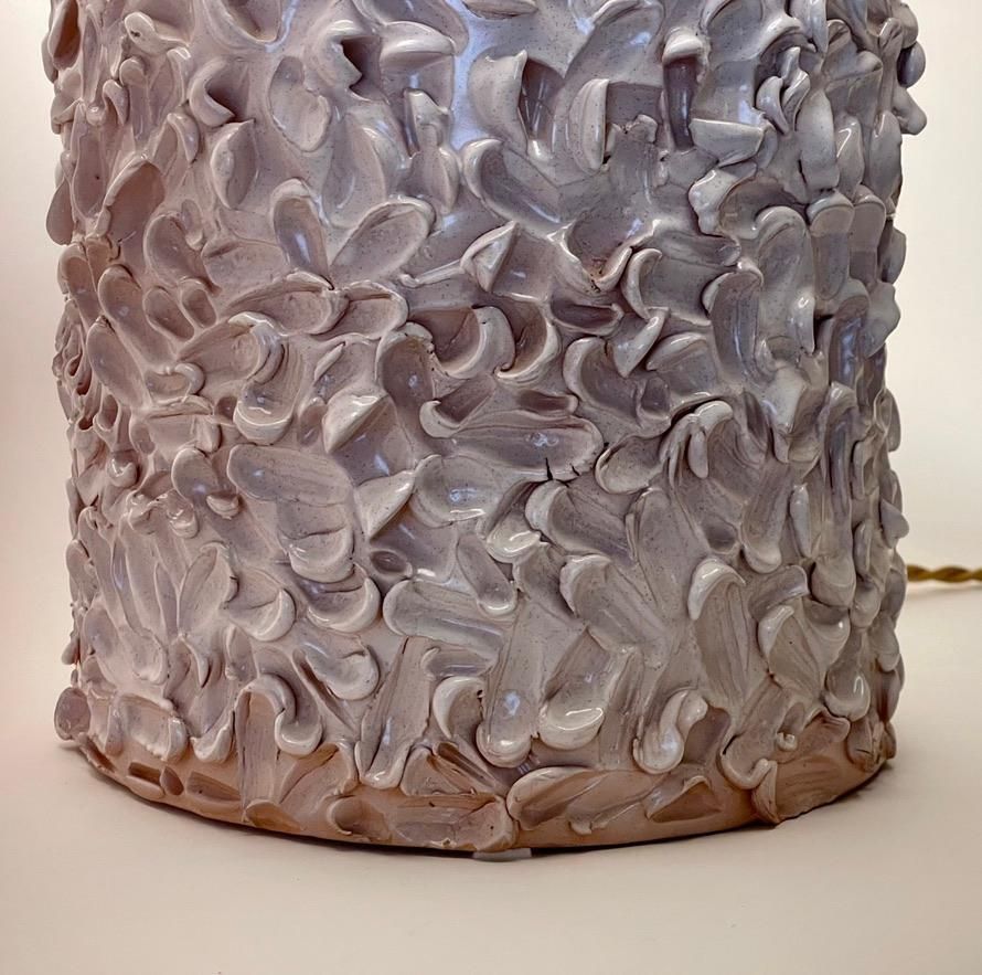 photo for sale Late 20th Century Pair Of Italian White Ceramic Sculptural Table Lamps W/ Shades