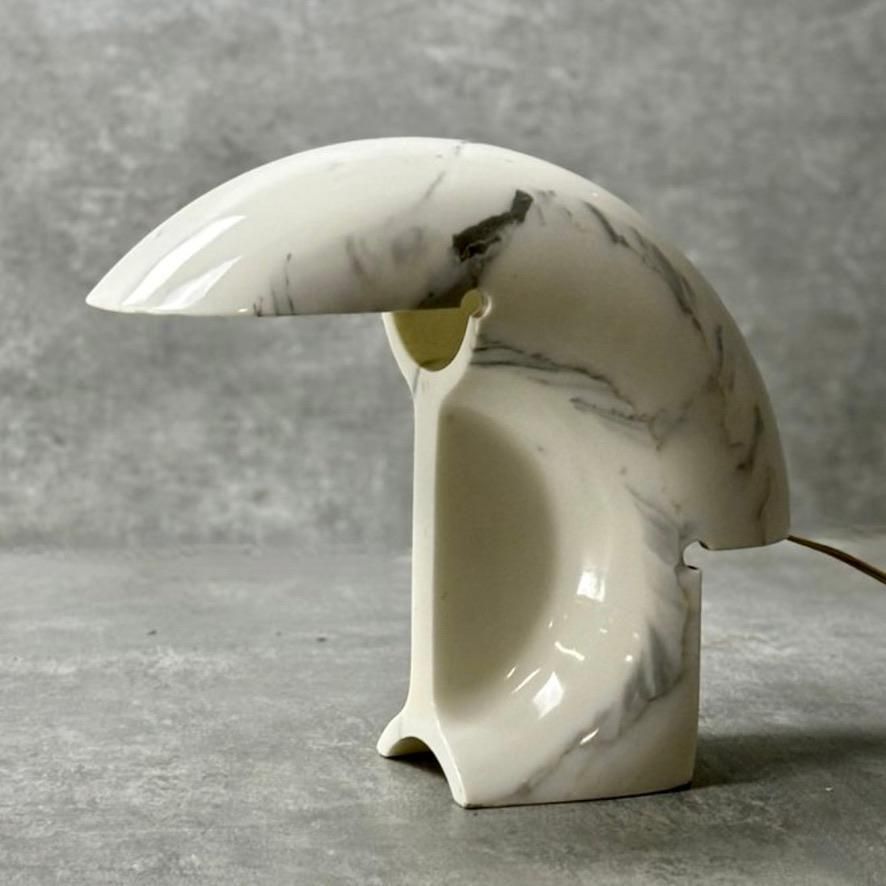 Biagio White Carrara Marble Table Lamp By Tobia Scarpa For Flos Italy 1968 photo Lighting