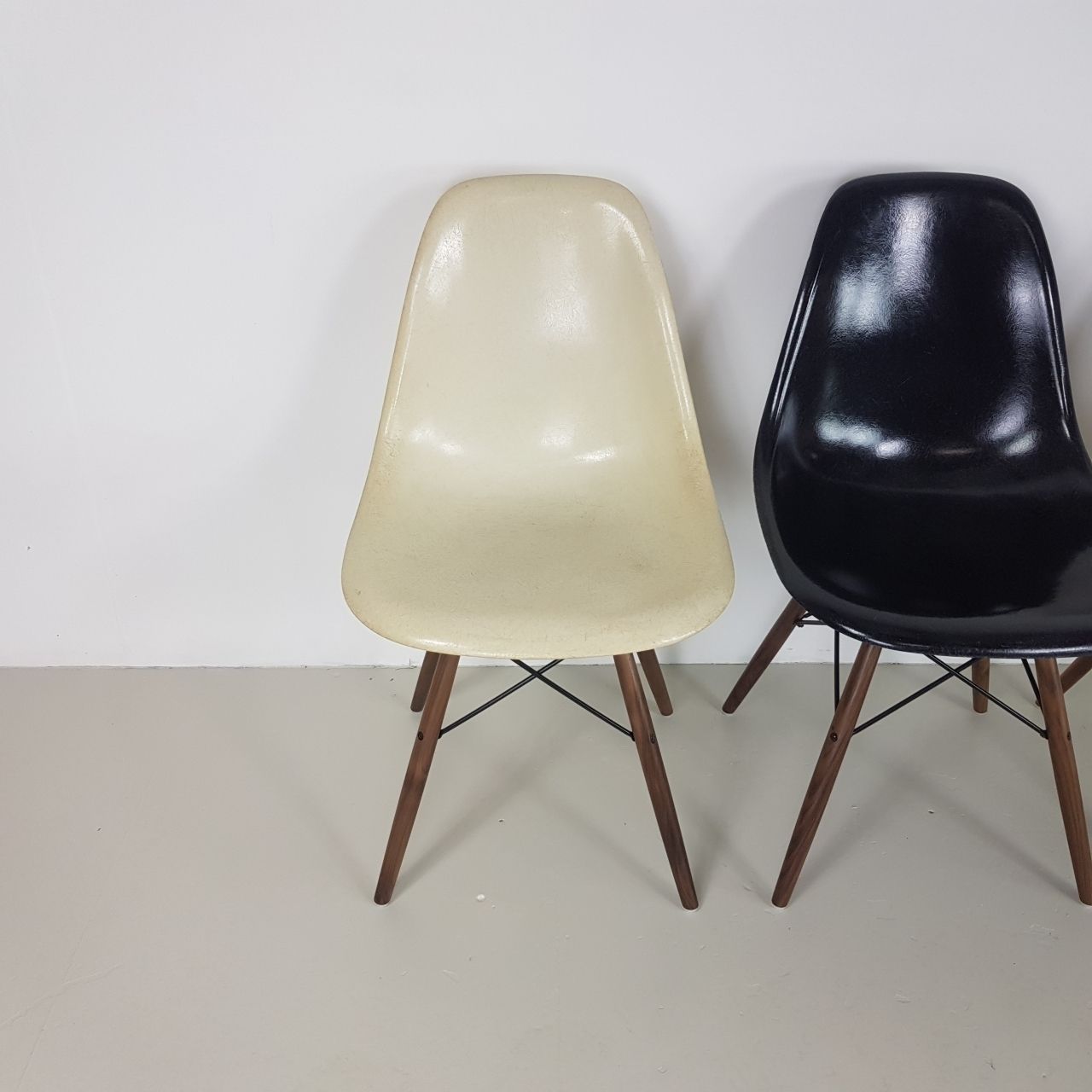 Eames Herman Miller Dsw Side Chairs In Monochrome   Black / Grey / Greige / Parchment photo furniture