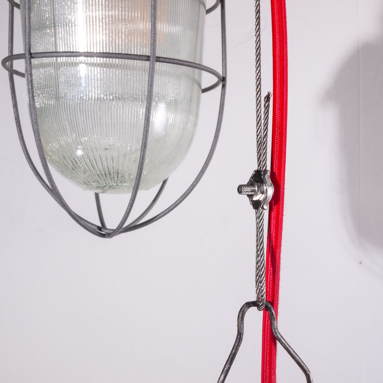 1960s Industrial Caged Hanging Ceiling Pendant Lamps/Lights With Original Glass photo buy