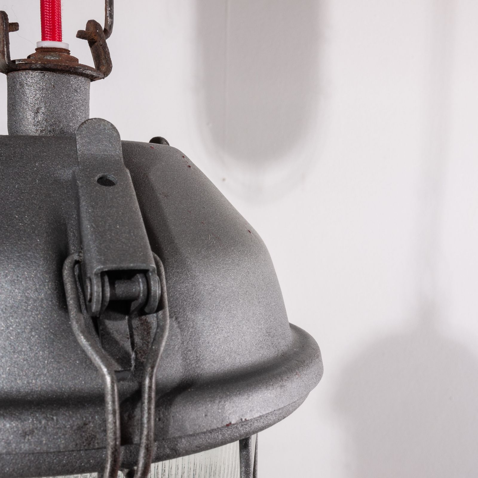 1960s Industrial Caged Hanging Ceiling Pendant Lamps/Lights With Original Glass photo vintage
