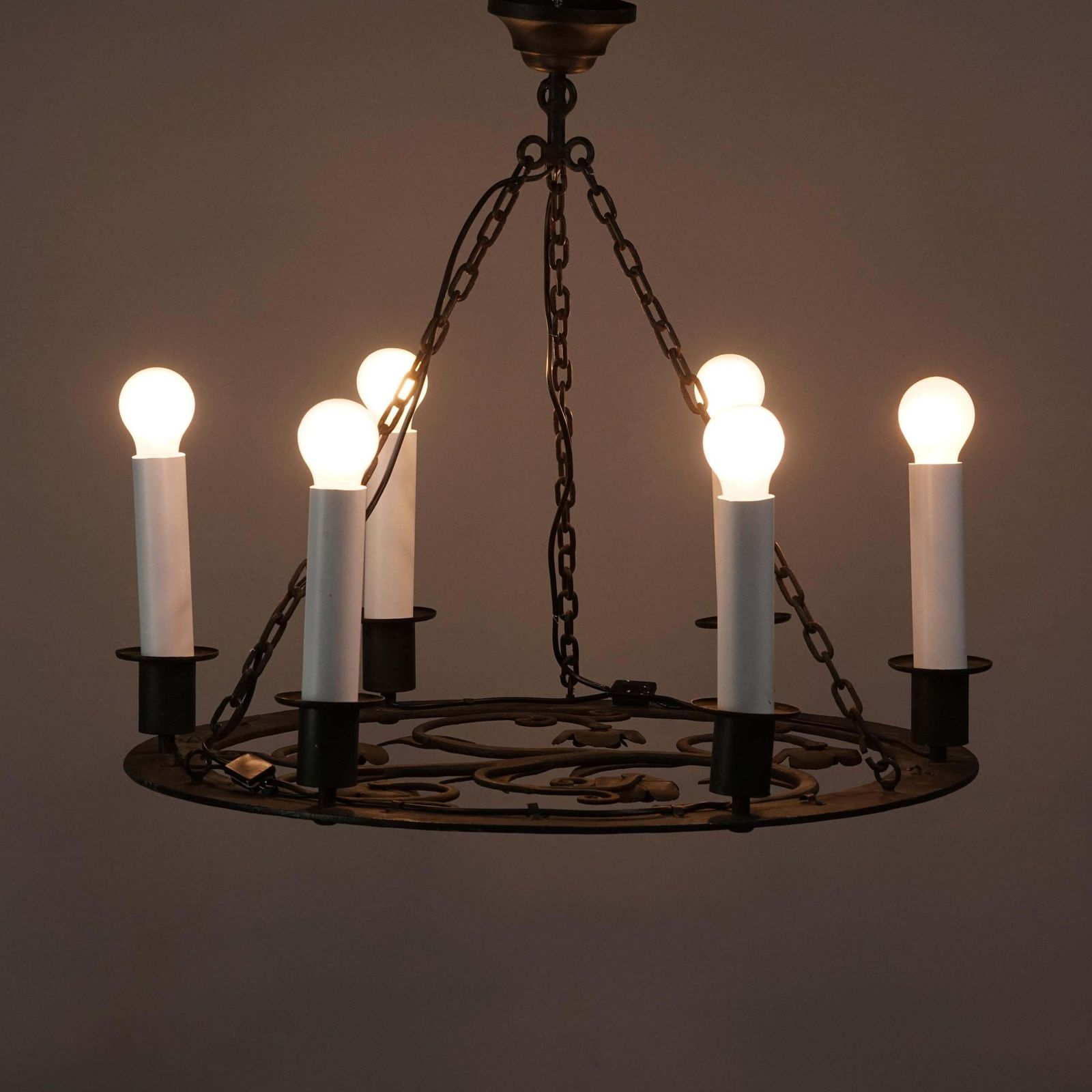 Rare Paavo Tynell Model 1927 Iron Chandelier For Taito Oy, 1930s photo for sale