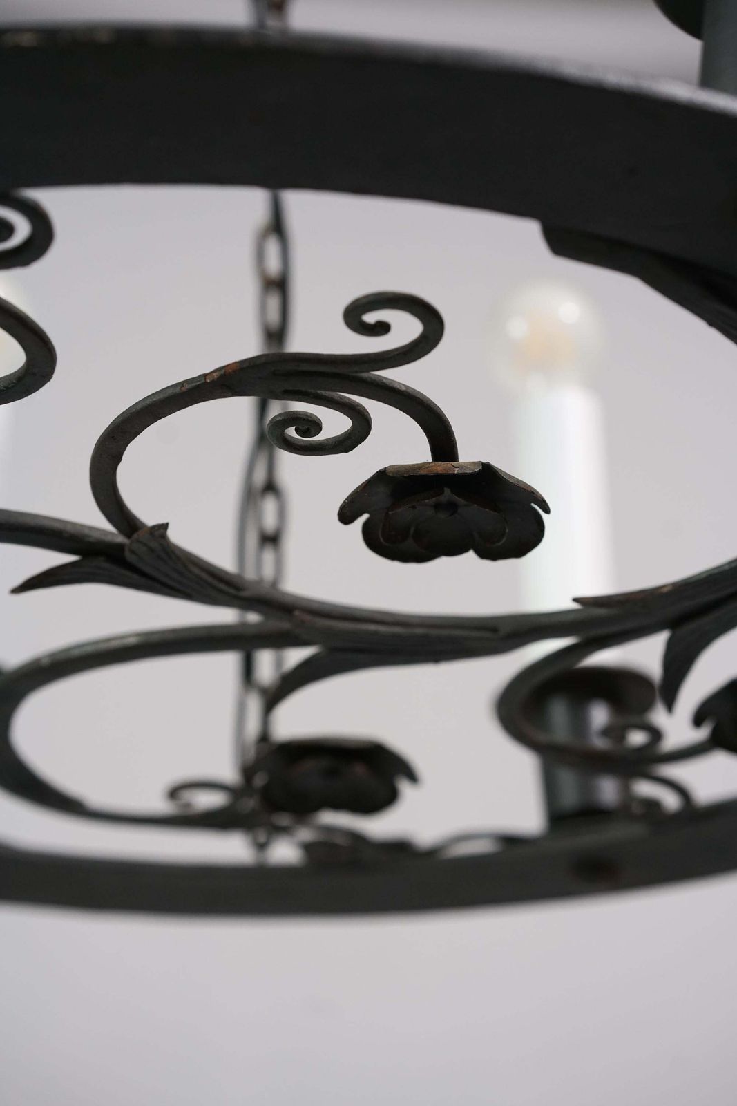 photo furniture Rare Paavo Tynell Model 1927 Iron Chandelier For Taito Oy, 1930s