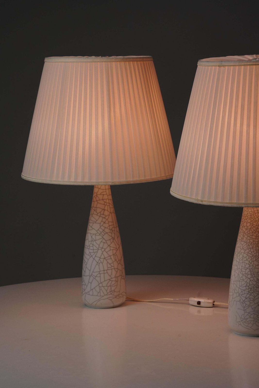 Pair Of Enameled Ceramic Table Lamps By Toini Muona For Arabia, 1940s photo furniture
