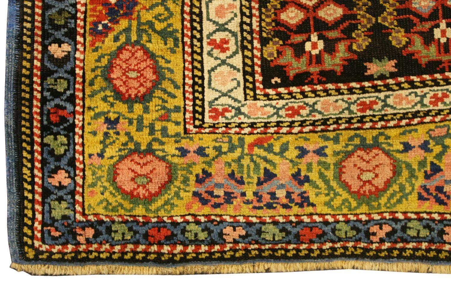 Antique Caucasian Olive Green Border Wool Seychour 'Zeikhur' Rug, 1880 1900 photo furniture