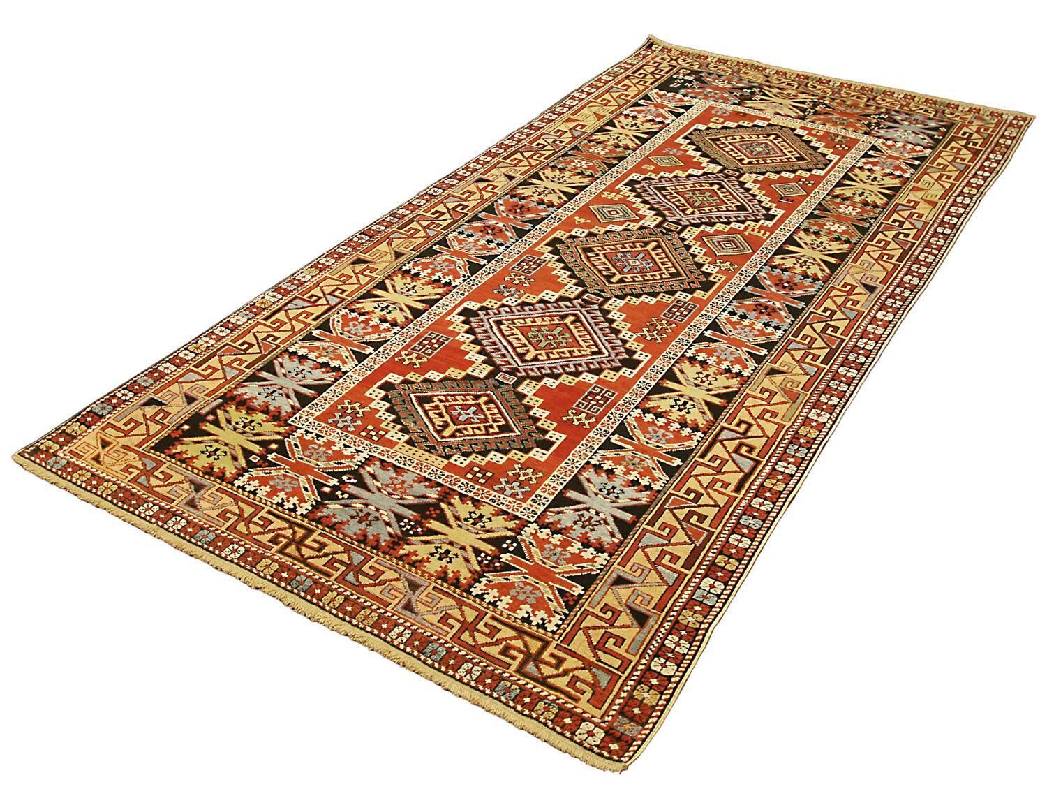 1880 1900 Fine Antique Caucasian Shirvan Rust&Blue Wool Rug photo Textiles