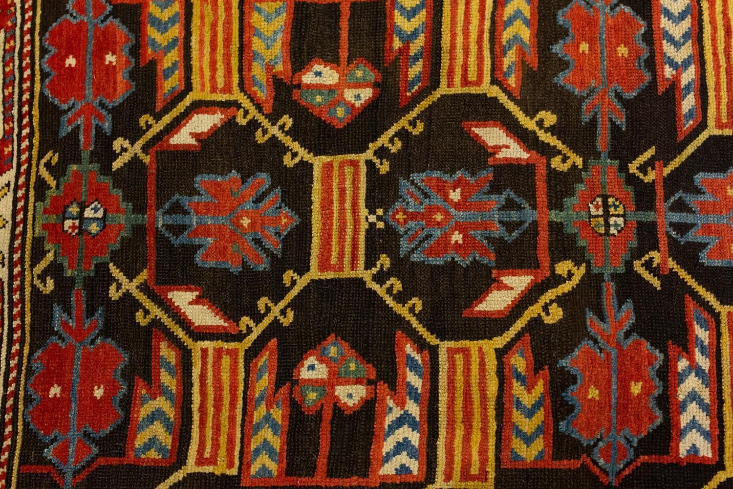 Antique Caucasian Kuba Rug With All Over Field In Yellow & Brown Tones 1880 1900 photo 5859.0