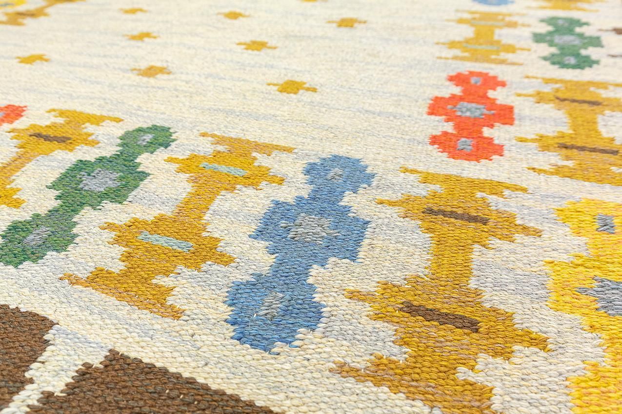 Swedish Rug Flatweave Rollakan Cross Motif, 1950 1970 photo vintage