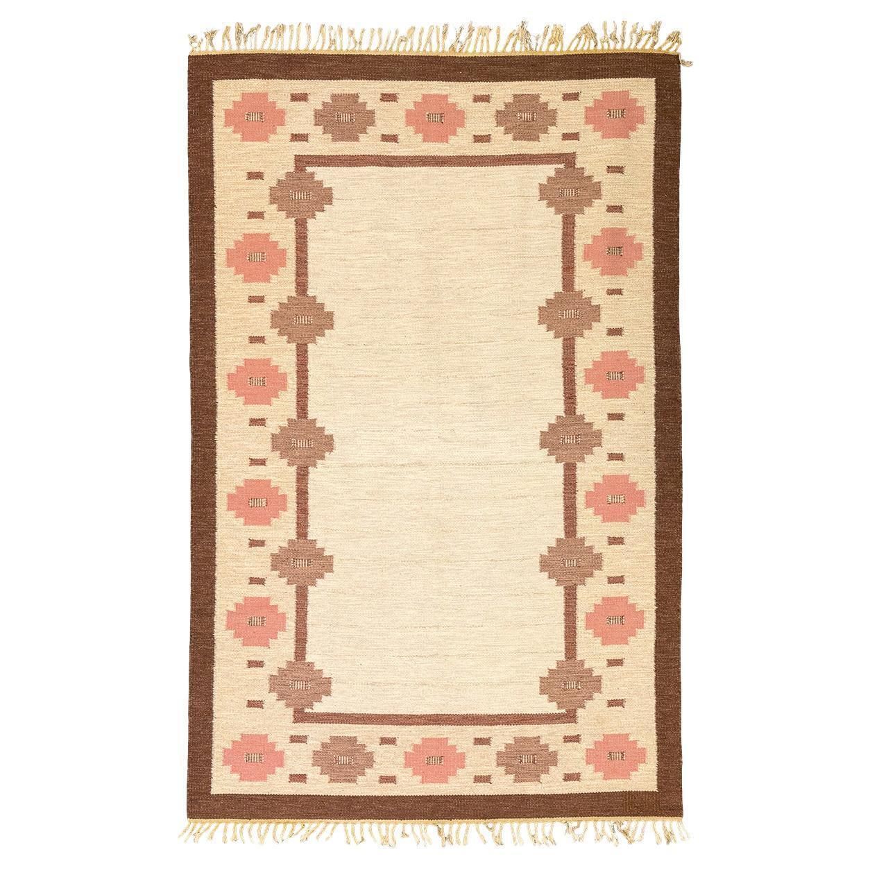 Rollakan Rug Swedish Cross Motif Design Signed