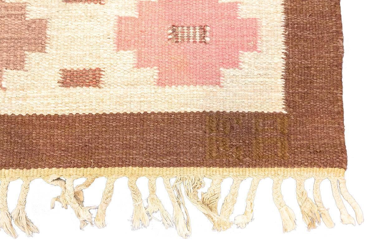 Rollakan Rug Swedish Cross Motif Design Signed photo 1588.0