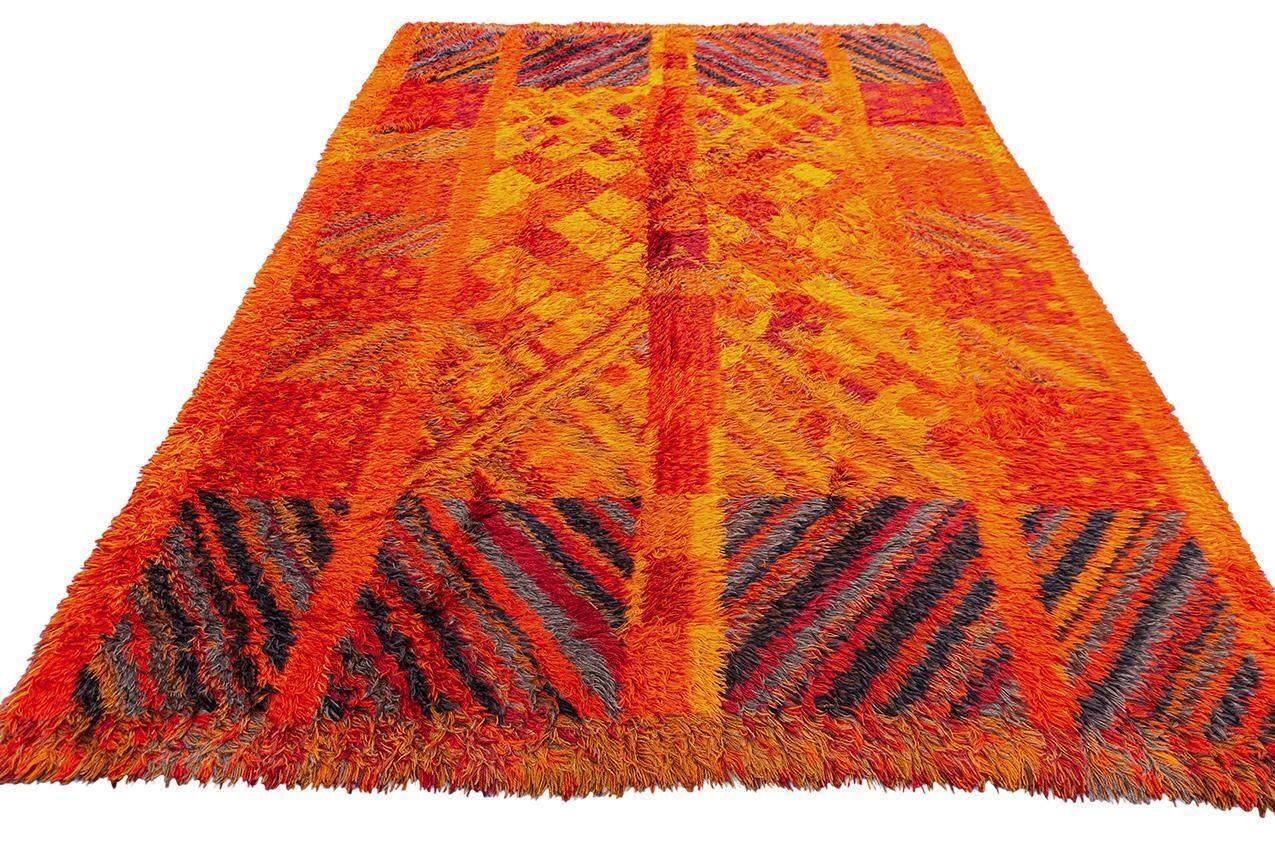 Rya Rug Swedish Red Color photo Textiles