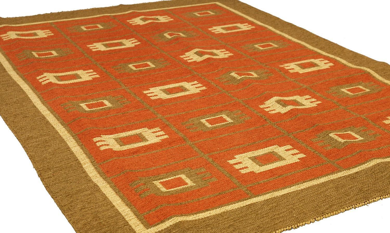 Swedish Kilim Mid Century Double Face photo for sale
