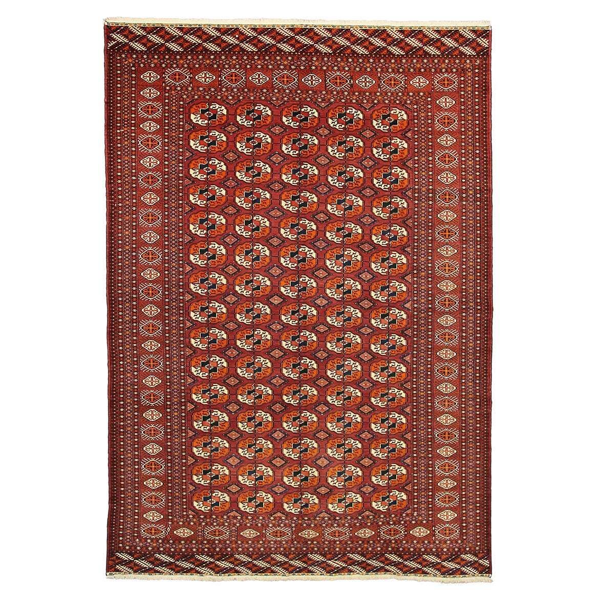 Bokhara Rug Turkmen Vintage Geometric Design (6' 11"  X 10' 3")