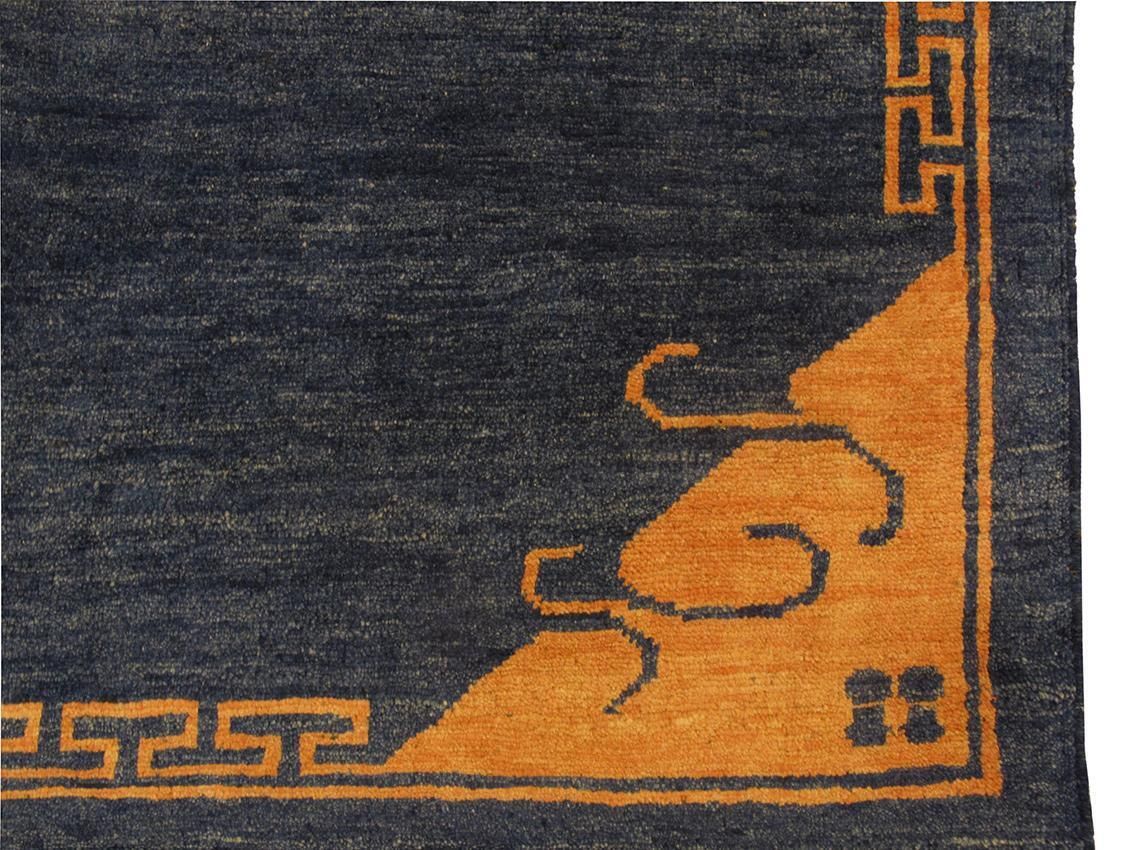 Blue Vintage Gabbeh Minimalist Design Rug photo Textiles