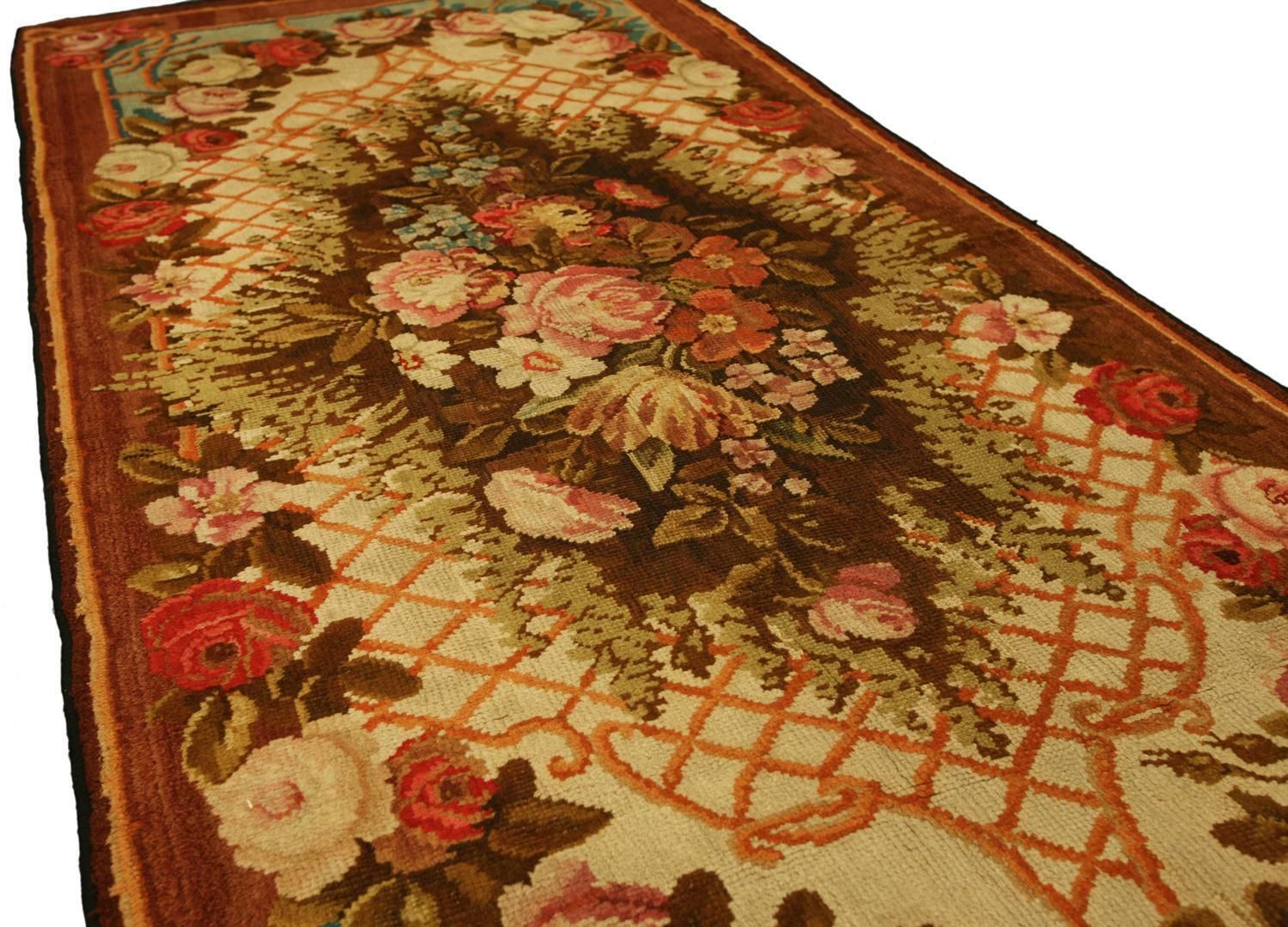 Axminster Rug Multicolor Floral Design, Ca. 1880 photo Textiles
