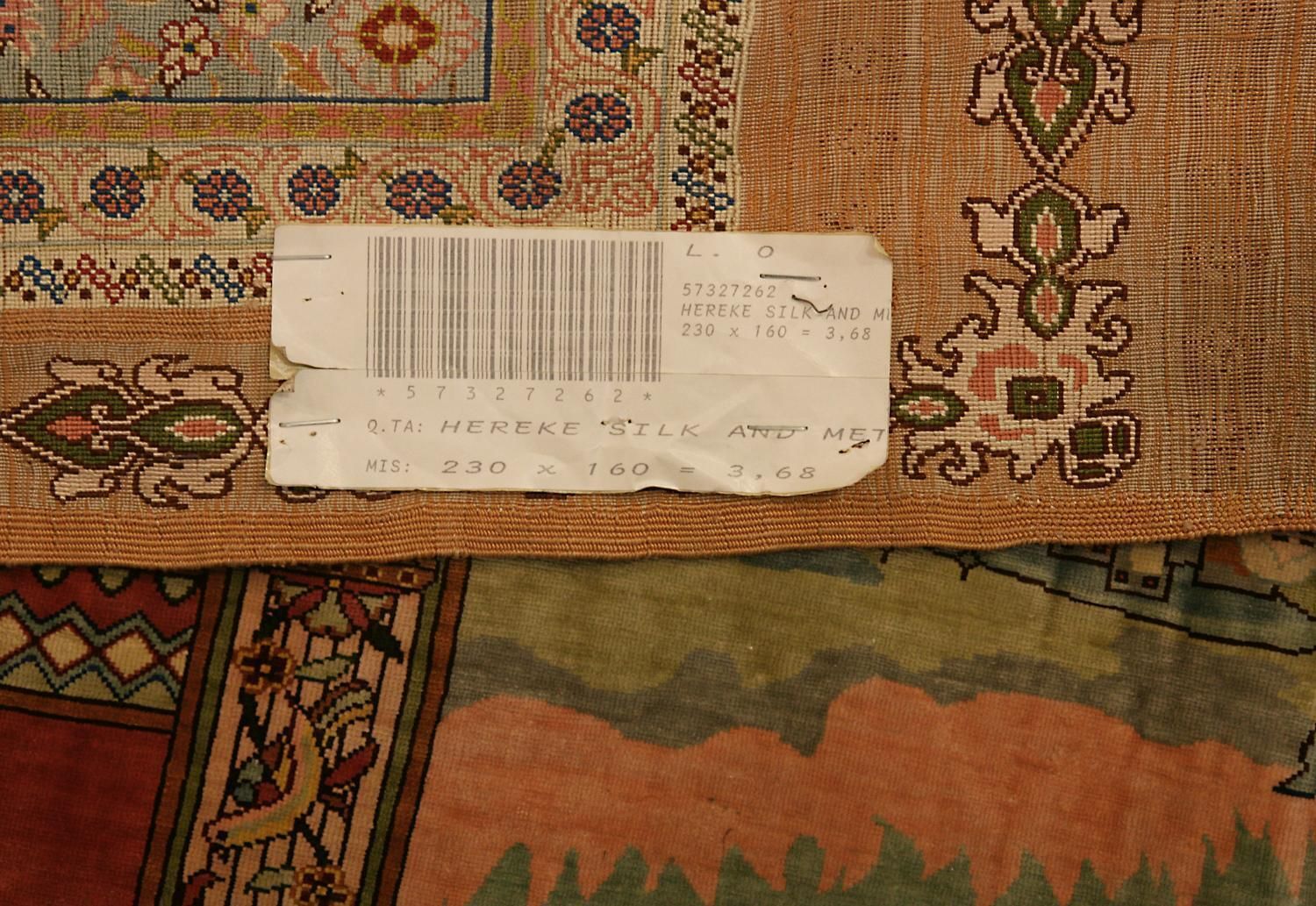 Textiles Turkish Old Extra Fine Hereke Silk & Metal 'Ebrei Design' Rug, 1950 1970 photo