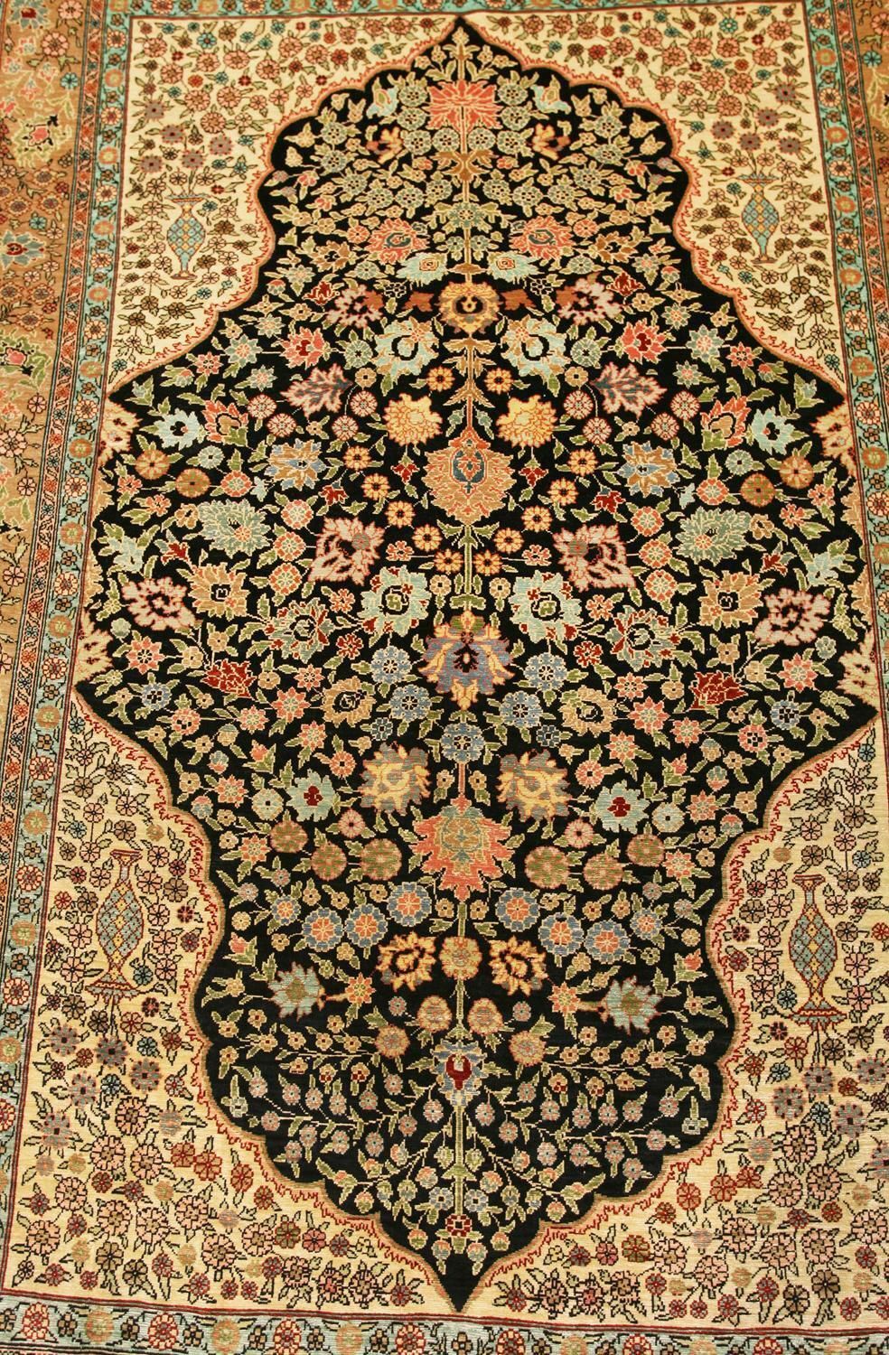 Turkish Hereke Shiny Silk Extra Fine Rug, Xxi Century photo for sale