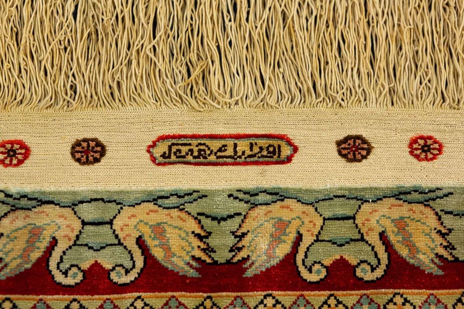 Turkish Hereke Saf Design Signed Silk Rug, 1950 1970 photo Textiles