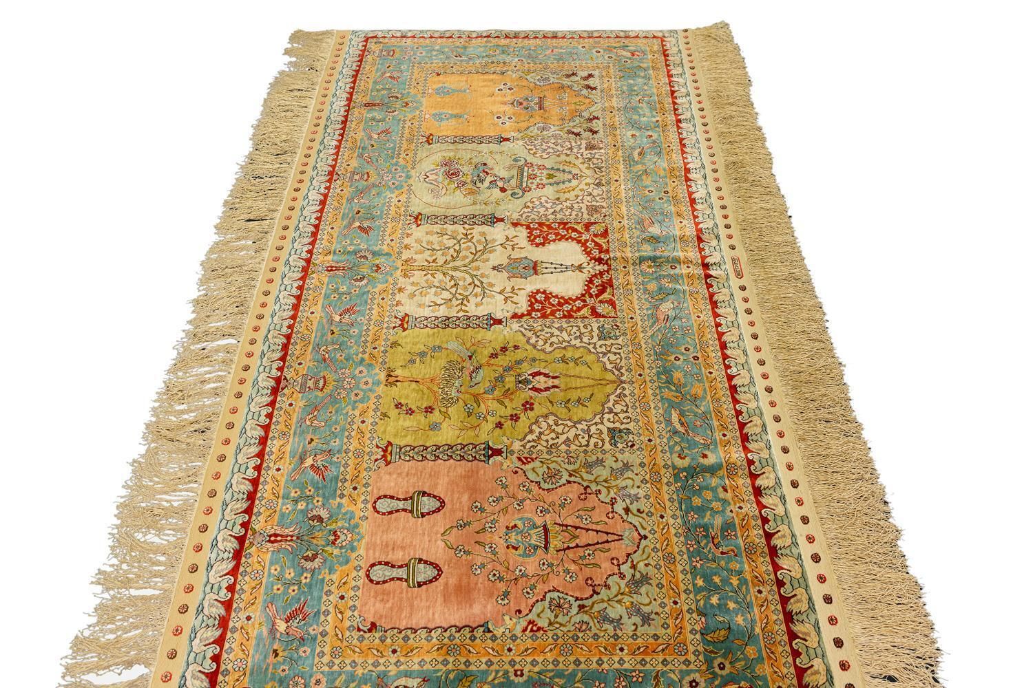 Turkish Hereke Saf Design Signed Silk Rug, 1950 1970 photo buy