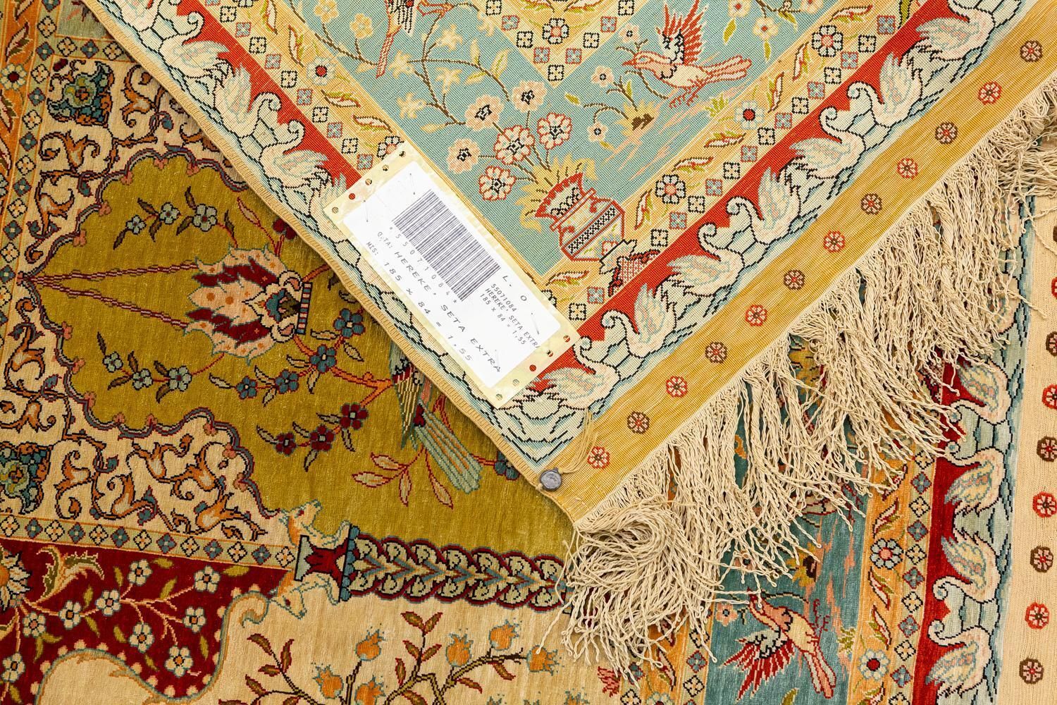 photo for sale Turkish Hereke Saf Design Signed Silk Rug, 1950 1970