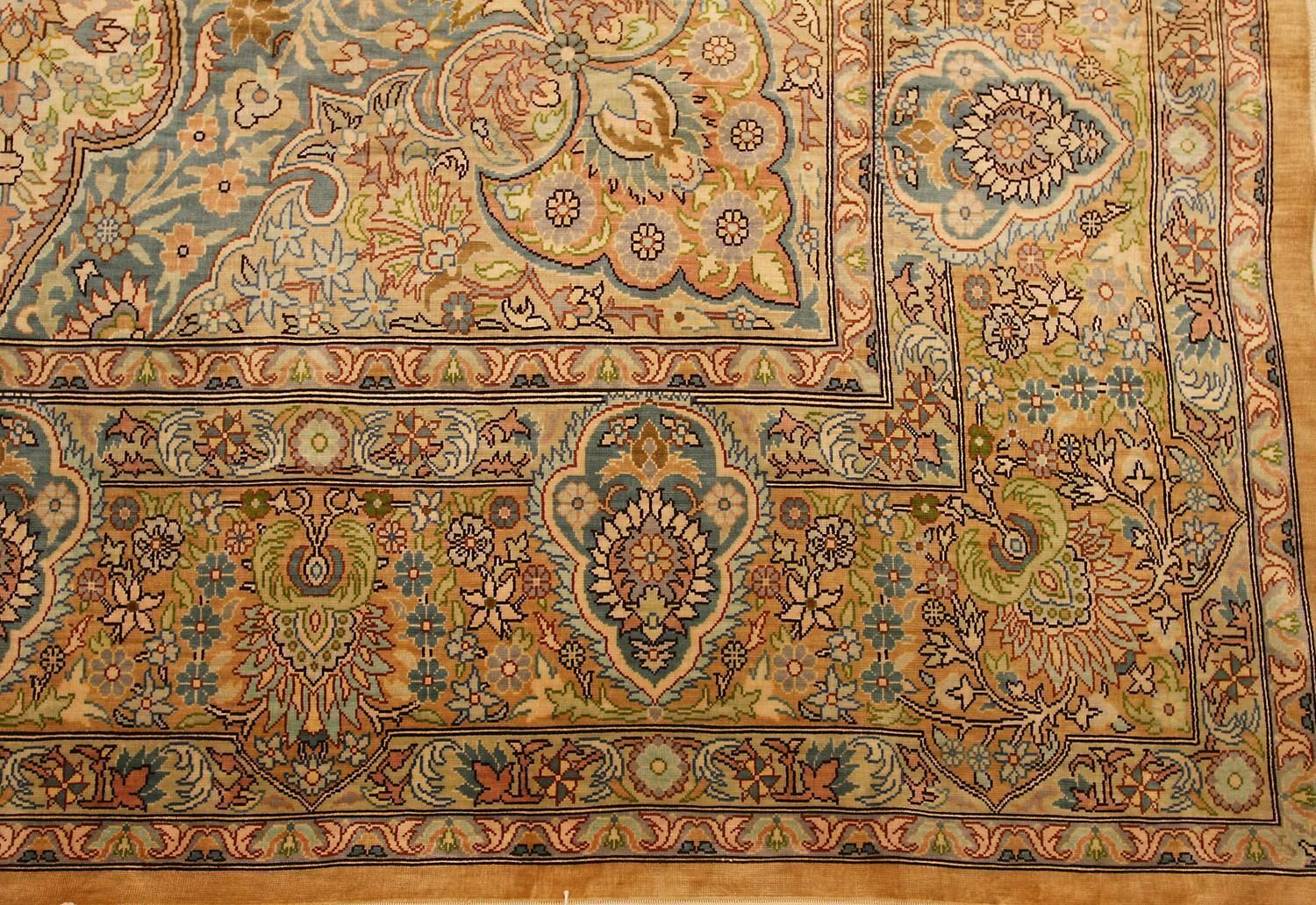 Turkish Signed Hereke Ivory Background Color Silk Extra Fine Rug, Xxi Century photo for sale