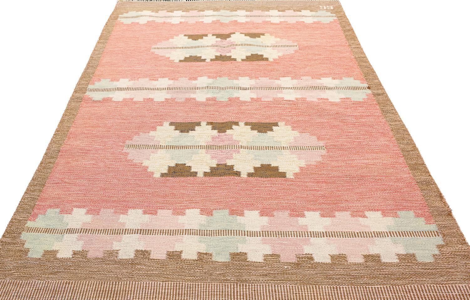 Mid Century Swedish Flat Weave Kilim By Gitt Grannsjo Carlsson, Ca. 1950 photo 2123.0