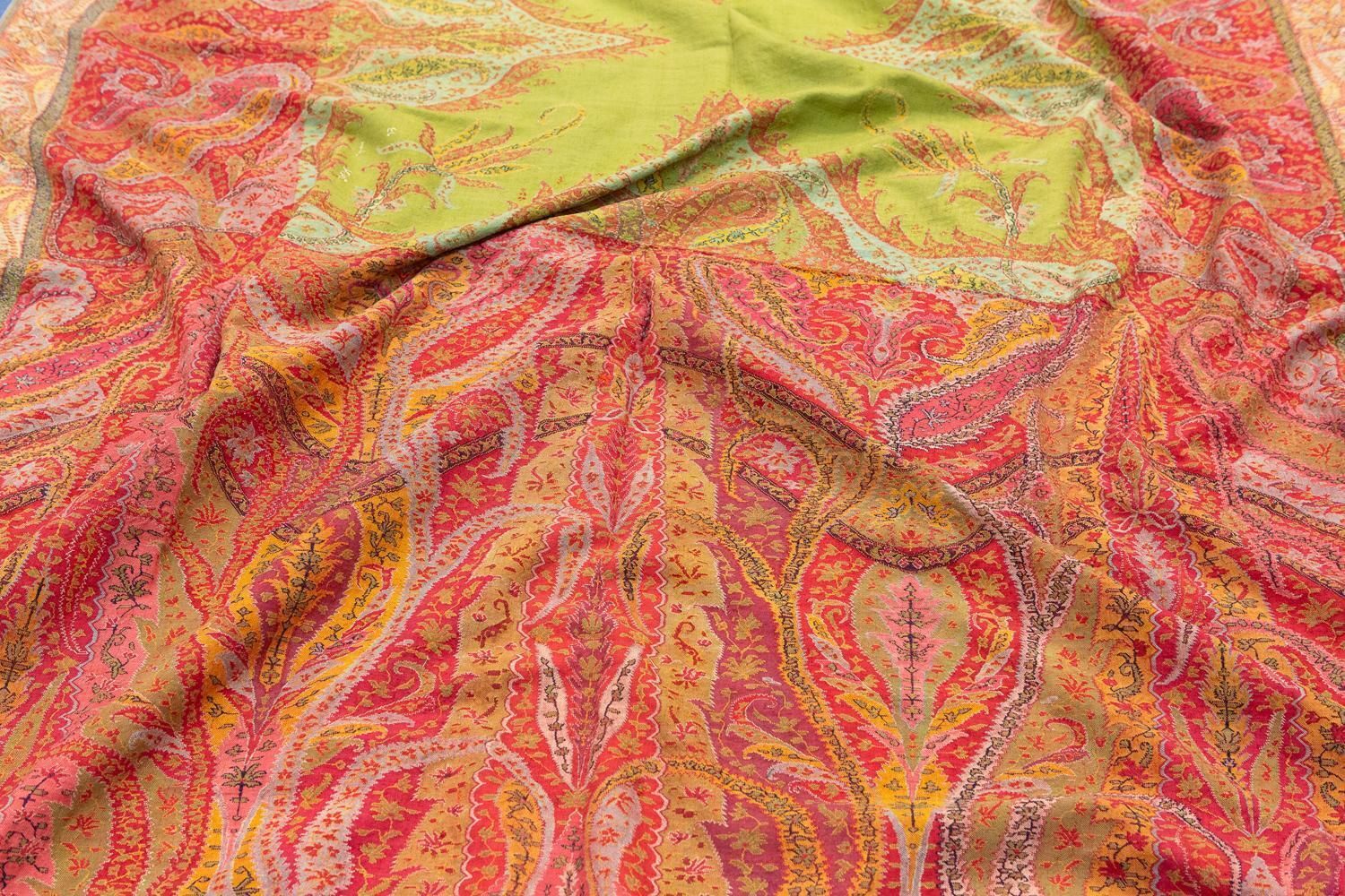 Kashmir Shawl Antique Indian Paisley And Arabesque Motifs Textile, 1800 1820 photo vintage