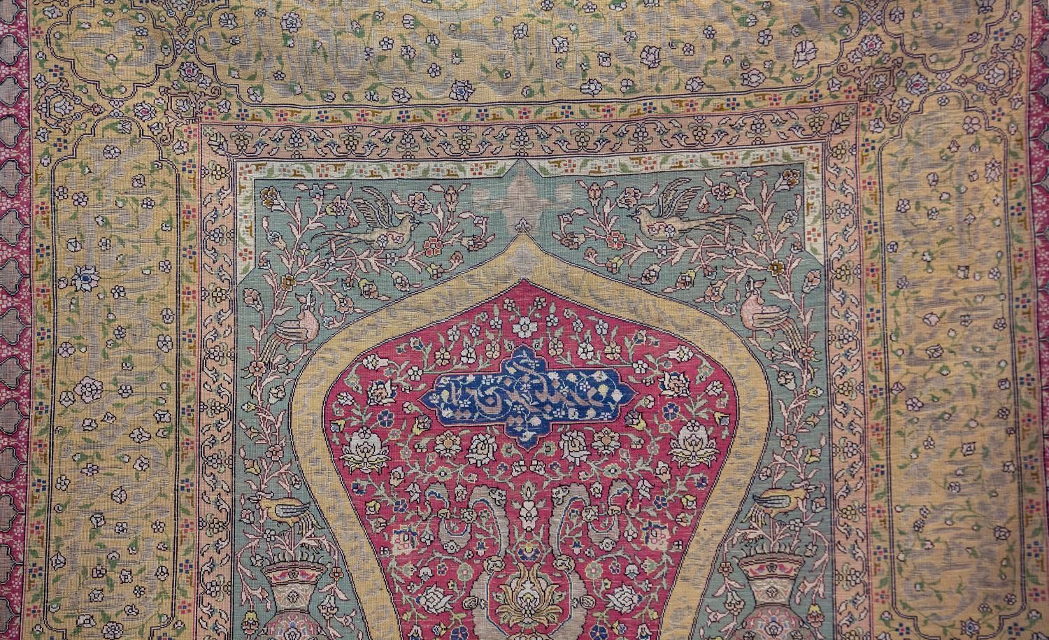 Rare Turkish Antique Signed “Zareh” Peyman Koum Kapi Rug photo vinterior