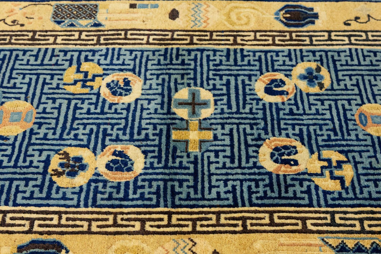 Antique Traditional Chinese Motifs Small Peking Rug, 19th Century photo buy
