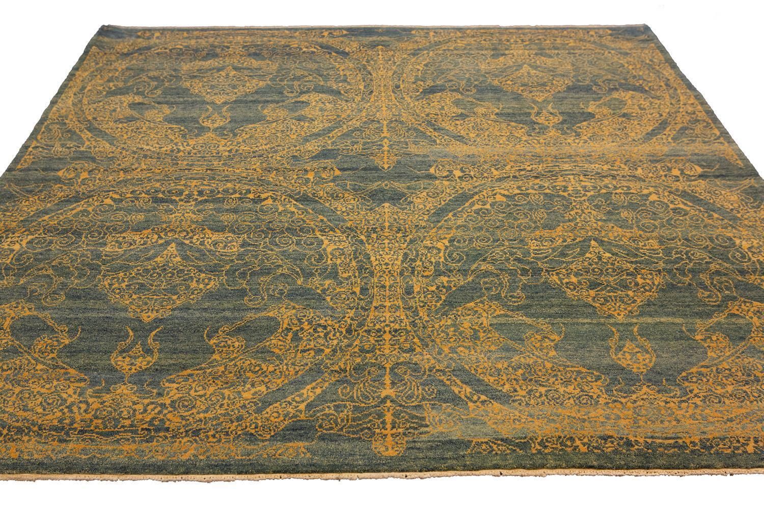 Vintage “Tibet Design” Hand Knotted Yadan Square Shape Rug photo for sale
