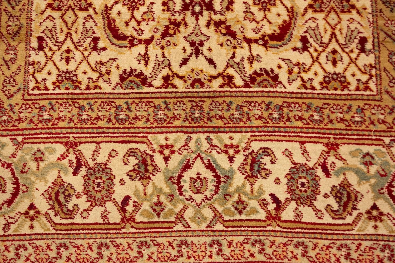 Indian Agra Fish Design Antique Rug Ivory Field Floral All Over photo vintage
