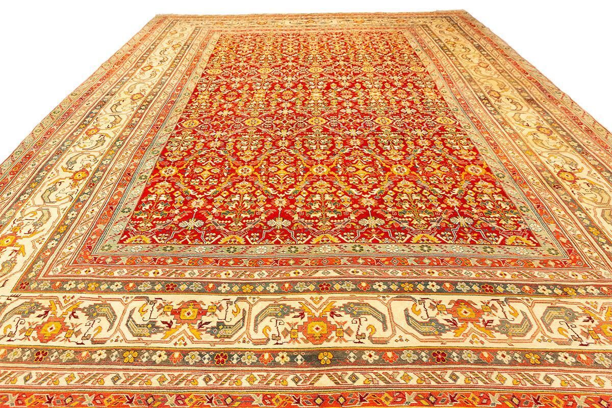 Antique Indian Agra Rug Red Field photo Textiles
