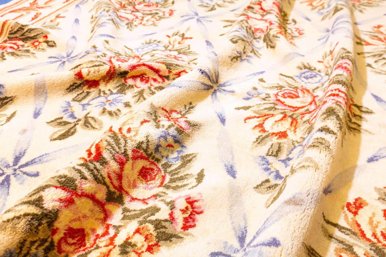 European Rug Floral Design Beige Color photo vintage