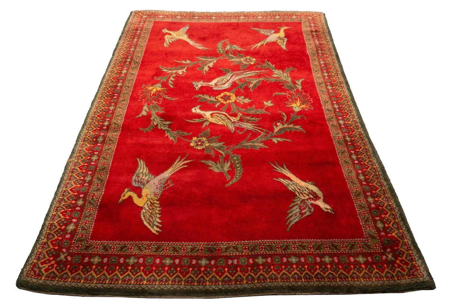 European Rug Cherry Field With Birds And Flower Rings, Ca. 1880 photo 5859.0