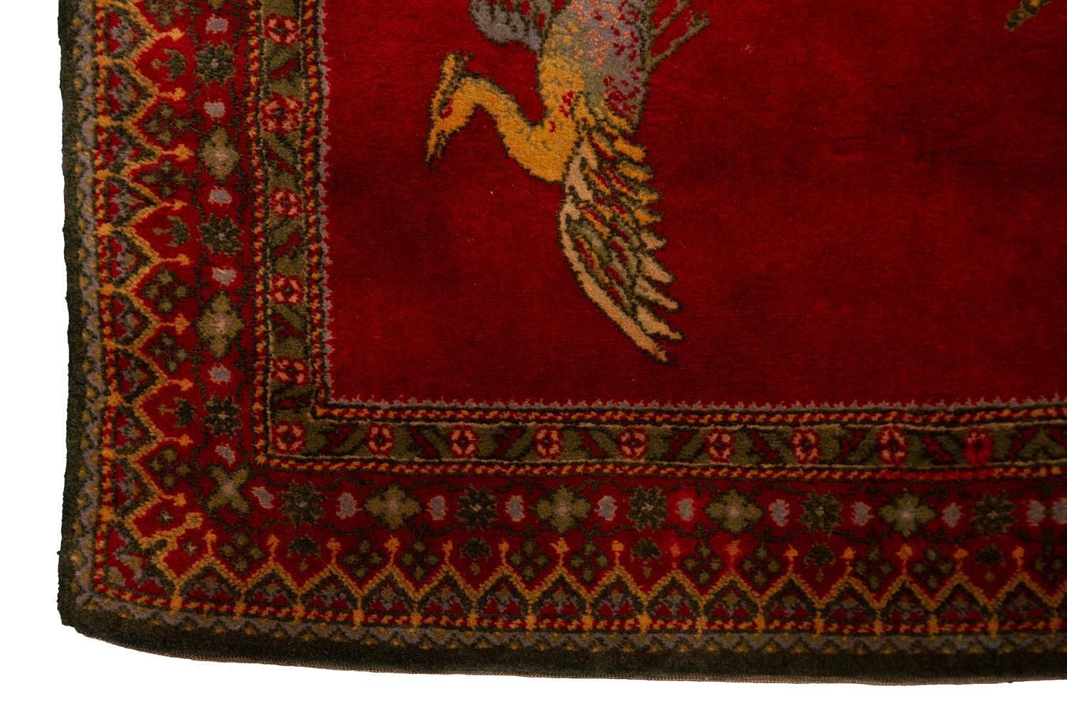 European Rug Cherry Field With Birds And Flower Rings, Ca. 1880 photo vinterior