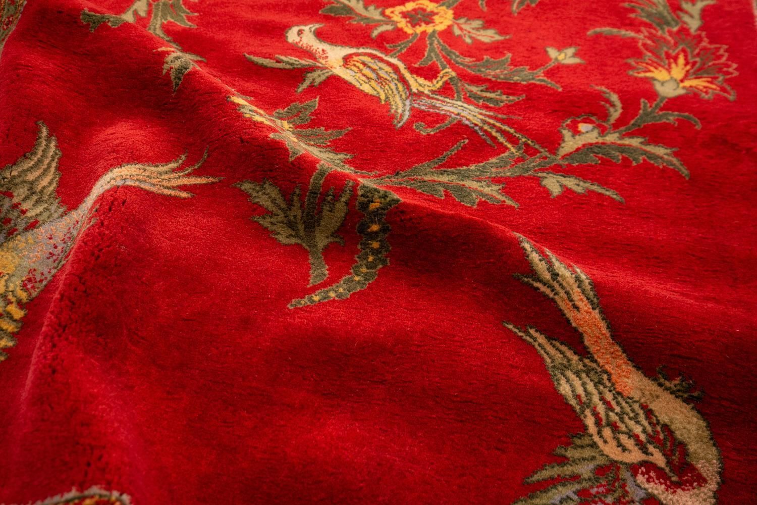 photo buy European Rug Cherry Field With Birds And Flower Rings, Ca. 1880