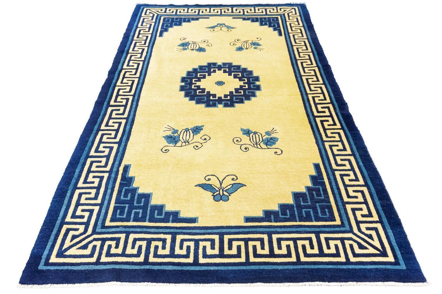 Antique Chinese Peking Yellow Field Rug photo furniture
