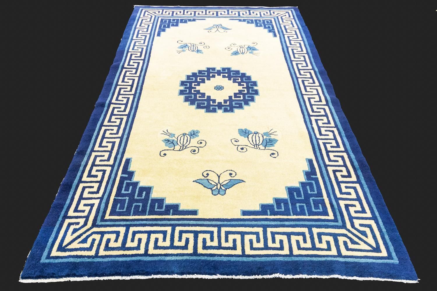 Antique Chinese Peking Yellow Field Rug photo Textiles