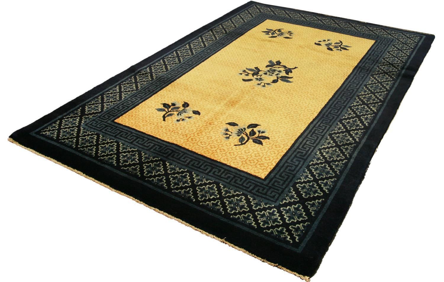 Antique Peking Chinese Ivory Field Wool Rug, 1900 1920 photo furniture