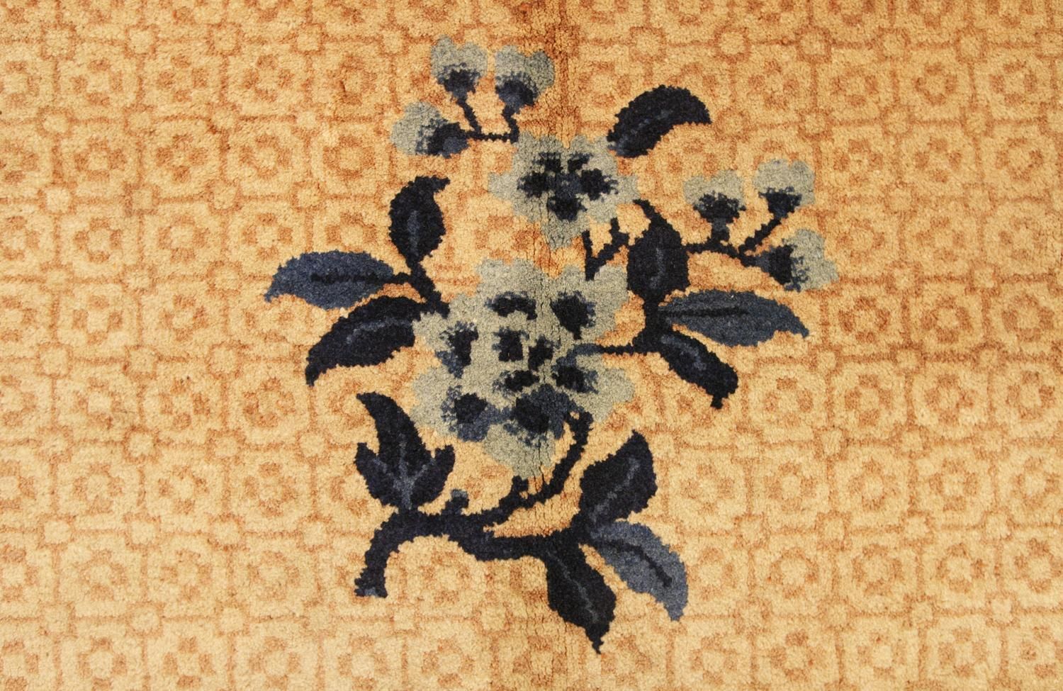 Antique Peking Chinese Ivory Field Wool Rug, 1900 1920 photo for sale