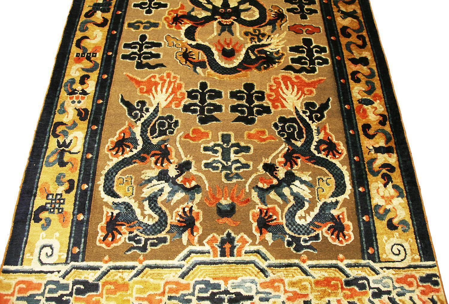 19th Century Ningxia Brown Metal Thread Imperial Palace Souf Chinese Rug photo 24626.0