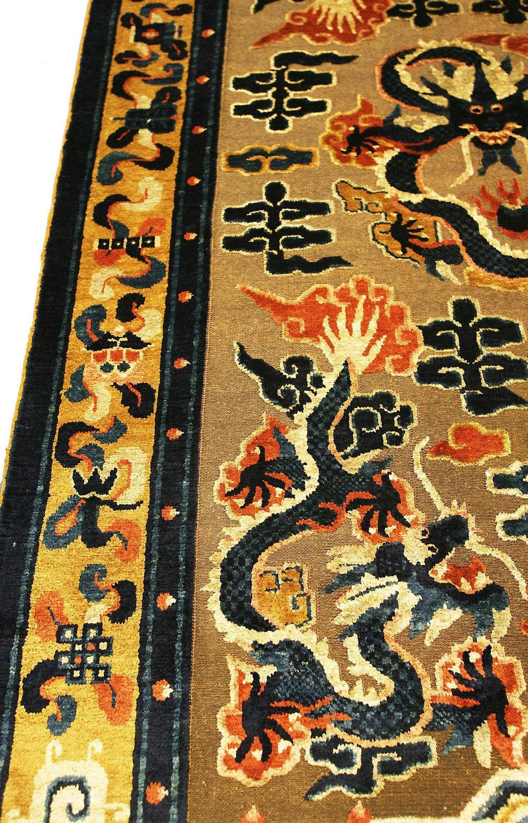 19th Century Ningxia Brown Metal Thread Imperial Palace Souf Chinese Rug photo buy