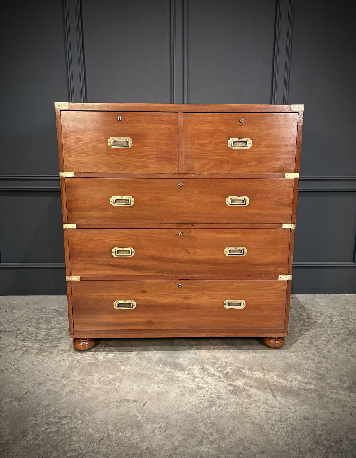 Mahogany Military Campaign Secretaire Chest