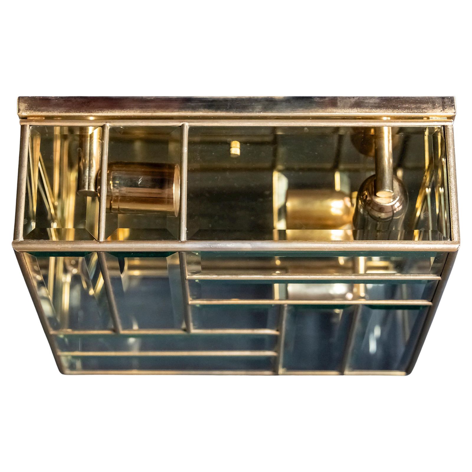 Large Mid Century Italian Glass Flush Mount Chandelier