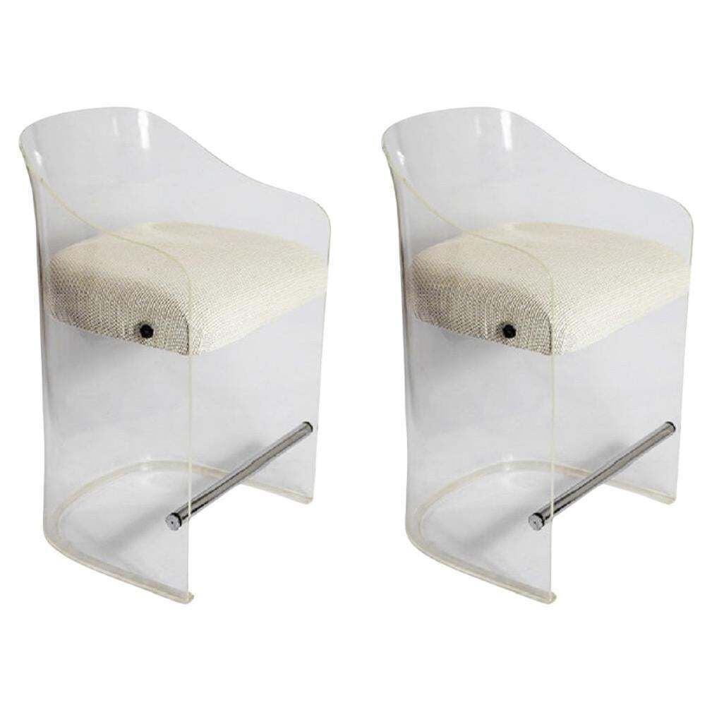 Pair Of Mid Century Lucite/Plexi Lotus Bar Stools By Vladimir Kagan
