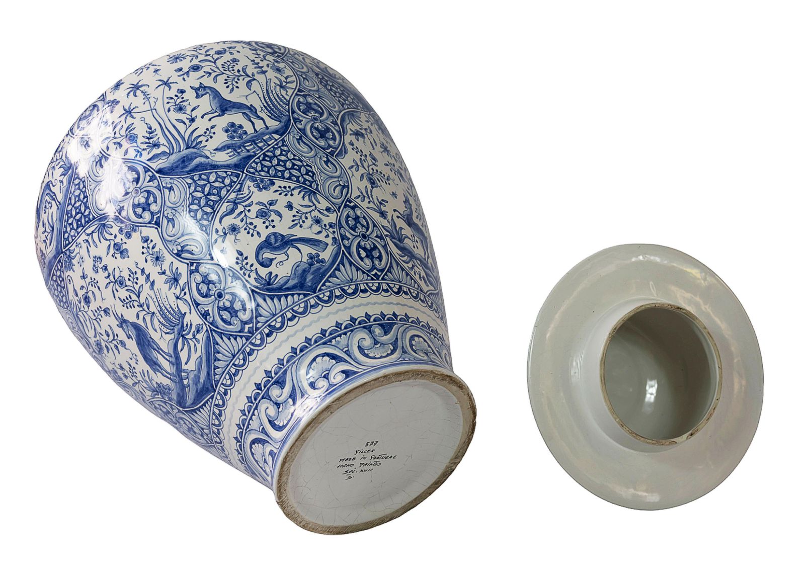Very Large Portuguese Hand Painted Ceramic Lidded Vase/Urn photo buy
