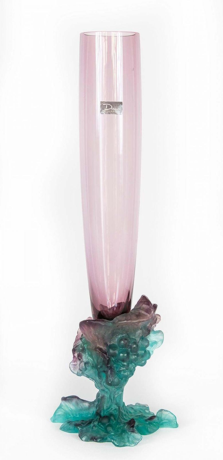Tall French Daum Bacchus Green Amethyst Vase Pâté De Verre photo 2123.0