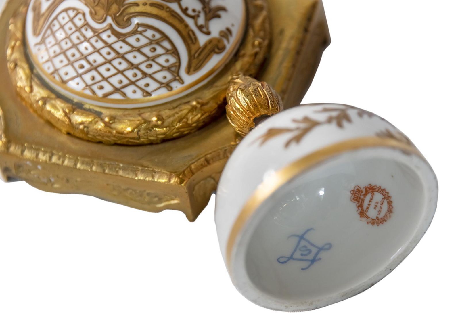 Antique French Sevres Porcelain And Bronze Lidded Vase photo vintage